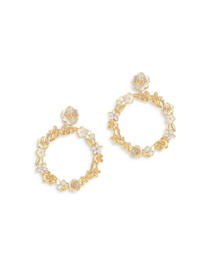 Bloom Gathered Drop Hoop Earrings in 18K Gold Plated - Exclusive
