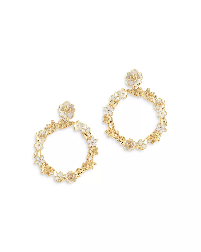 Anabel Aram Bloom Gathered Drop Hoop Earrings in 18K Gold Plated - Exclusive