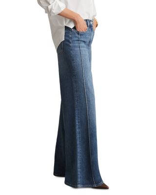 Petite Heather Mid Rise Wide Leg Jeans 