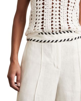 Petites Linen Wide Leg Trousers