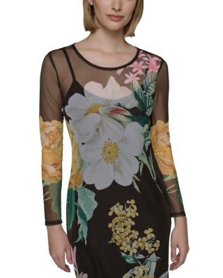 Sheer Floral Knit Dress