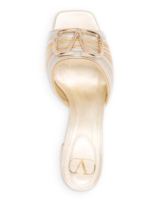 Women&#39;s Square Toe Logo High Heel Sandals