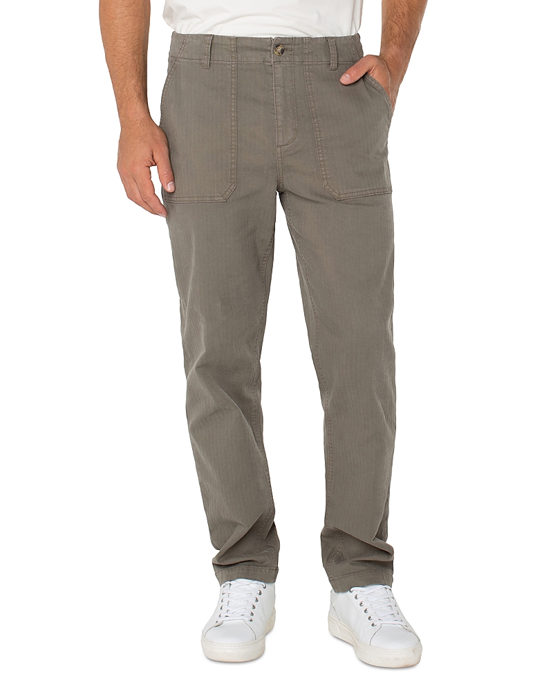 Liverpool Los Angeles Stretch Cotton Utility Pants In Pewter Green