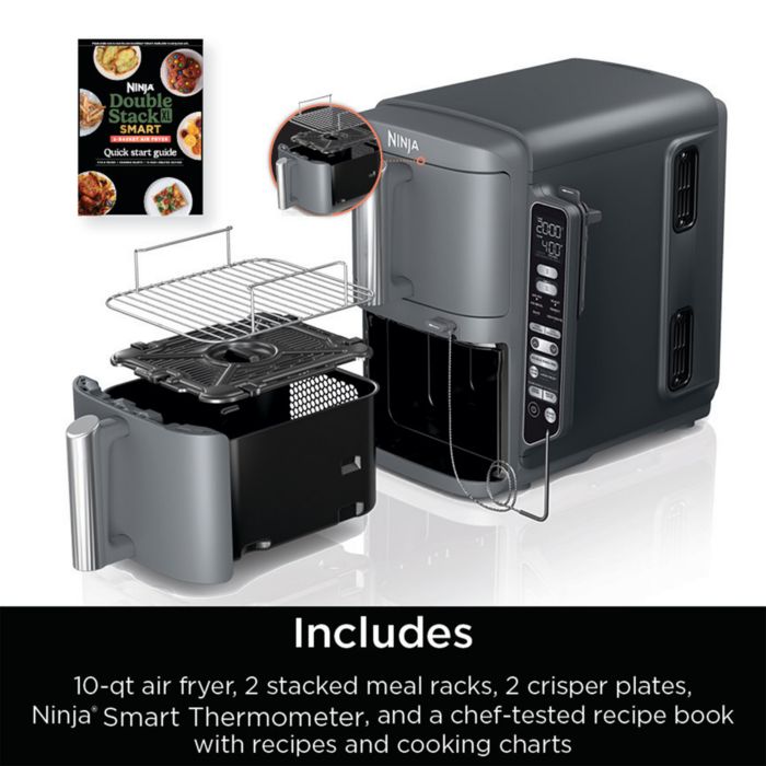 DoubleStack 2 Basket 10 Qt Air Fryer With Smart Thermometer
