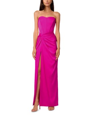 Liv Foster - Satin Strapless Draped Column Gown