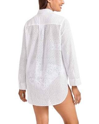 Eyelet Boyfriend Shirt Swim Cover-Up & Eyelet Swim Cover-Up Shorts