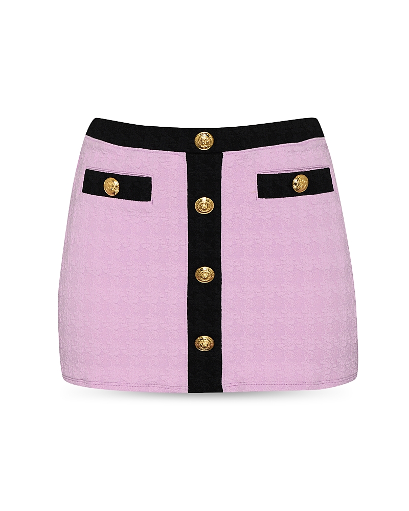 L Agence Coco Colorblock Chic High Waisted Skirt In Light Violet