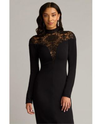 Ebony Deep V Illusion Dress