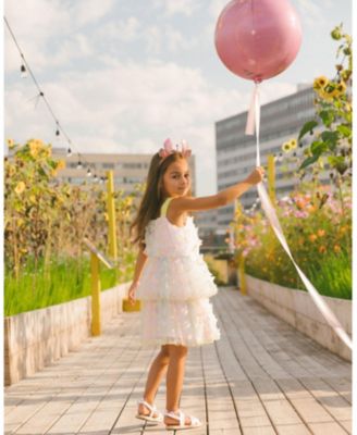  Girls' Tiered Printed Mesh Dress - Big Kid