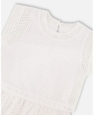  Girls' Bi-Material Mesh and Organic Cotton Dress - Little Kid