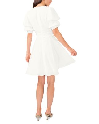 Bubble Sleeve V Neck Dress