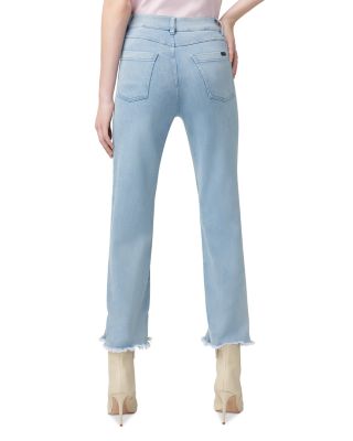 High Rise Ruffle Hem Skimmer Jeans
