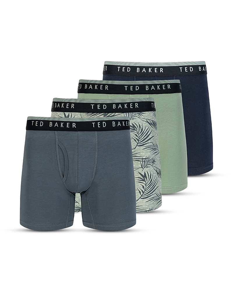 Ted Baker Stretch Boxer Briefs, Pack Of 4 In Green/blue