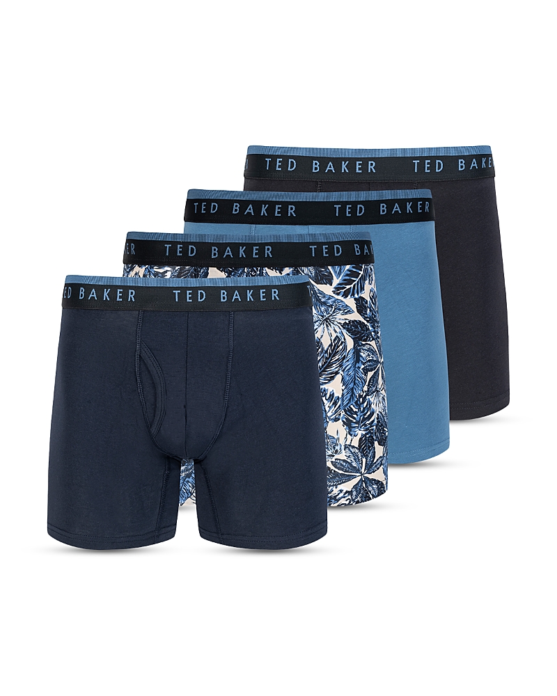 Ted Baker Stretch Boxer Briefs, Pack Of 4 In Blue/black