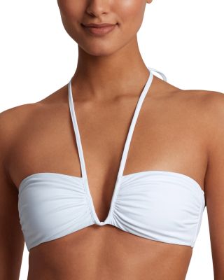 Shirred Bandeau Bikini Top & Solid Hipster Bikini Bottom