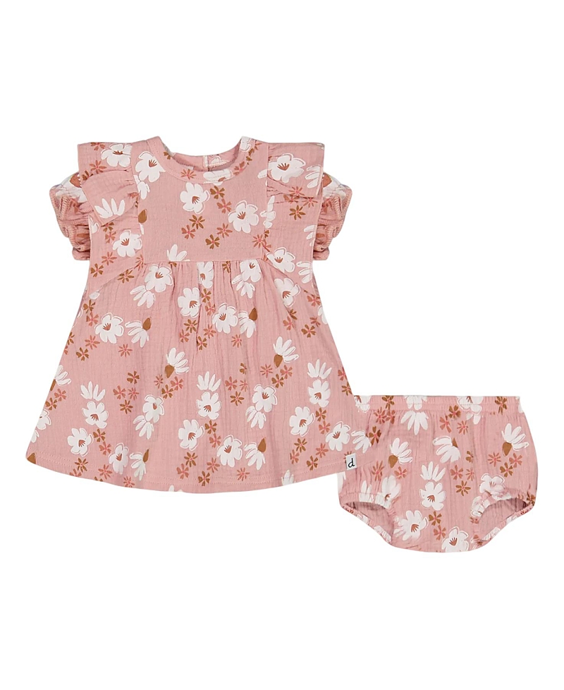 Deux Par Deux Baby Girl's Printed Muslin Dress And Bloomer Set Pink And White Flowers In Pink And White Flowers