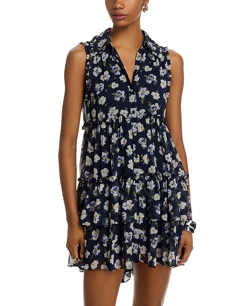 Shop Cinq À Sept Cinq A Sept Becci Tossed Poppies Mini Dress In Navy Multi