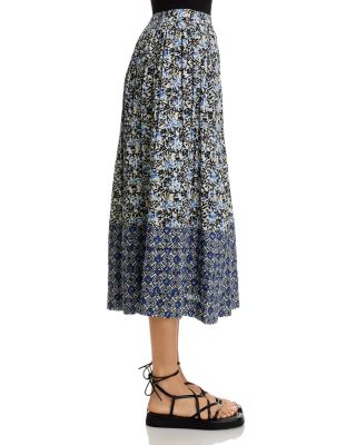 Blue Vine Midi Skirt