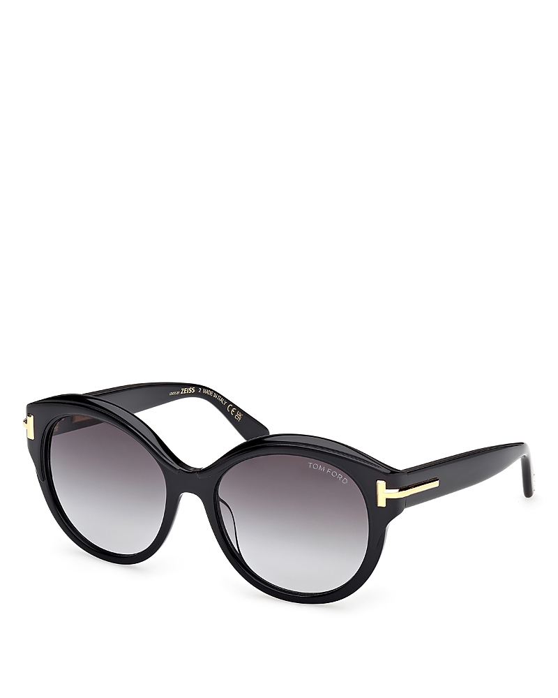 Tom Ford Icon 57mm Gradient Round Sunglasses In Black/smoke