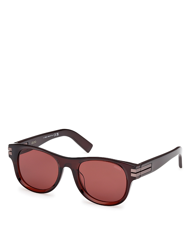 Zegna Round Sunglasses, 54mm In Red/bordeaux