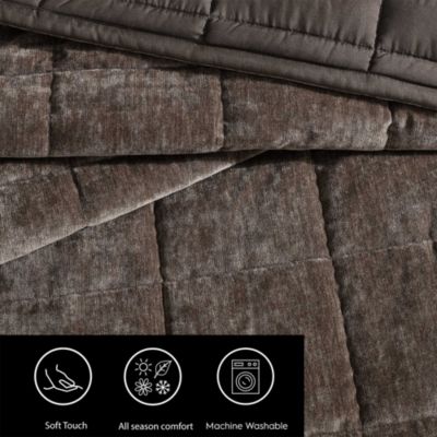 Chenille Box Solid 3 Piece Quilt Set, Queen