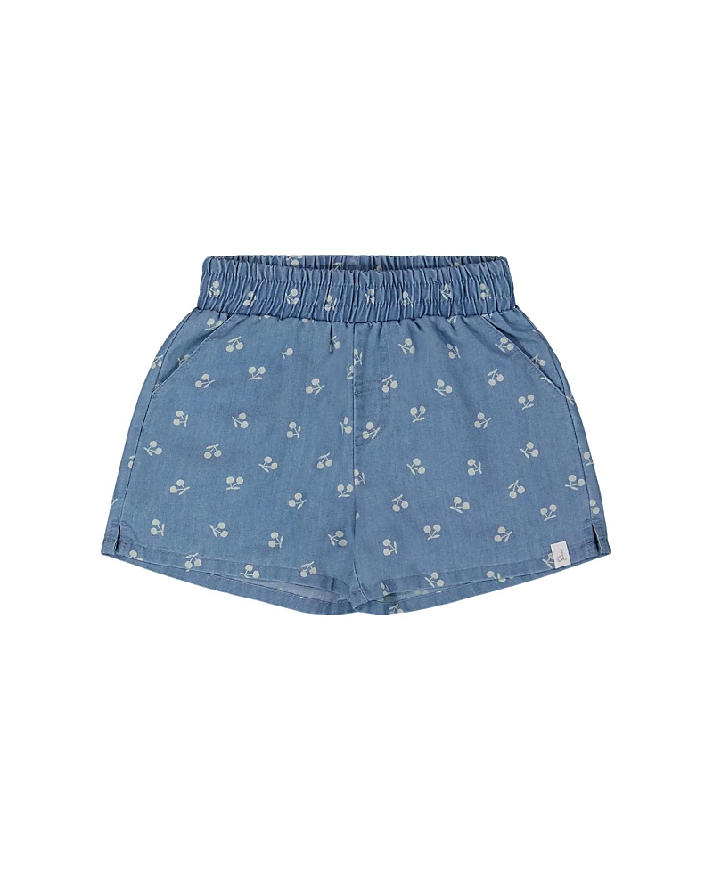Deux Par Deux Boys' Printed Chambray Short - Baby In Blue And White Cherries