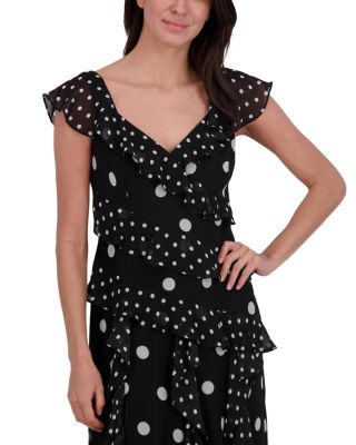 V Neck Flutter Sleeve Ruffle Dress