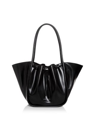 Large Leather Ruched Tote
