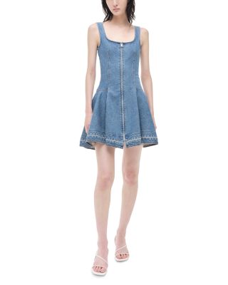 Eleodra Zip Front Denim Mini Dress