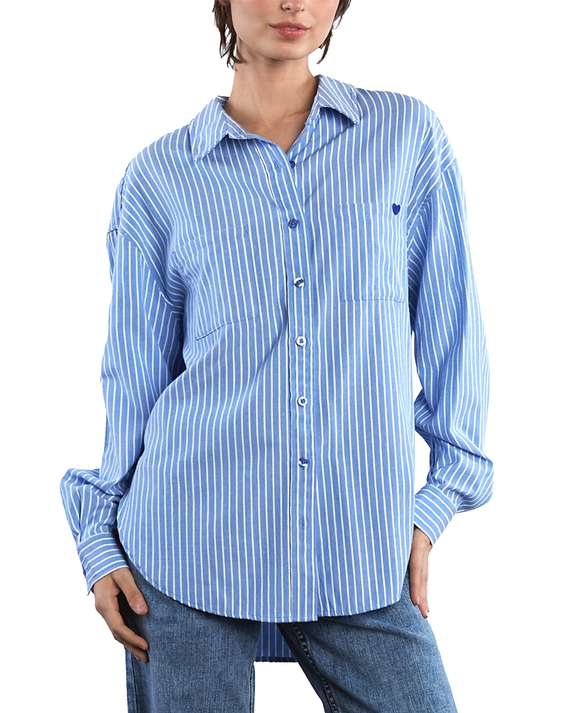 Billy T I Love It Stripe Shirt In Blue Cabana