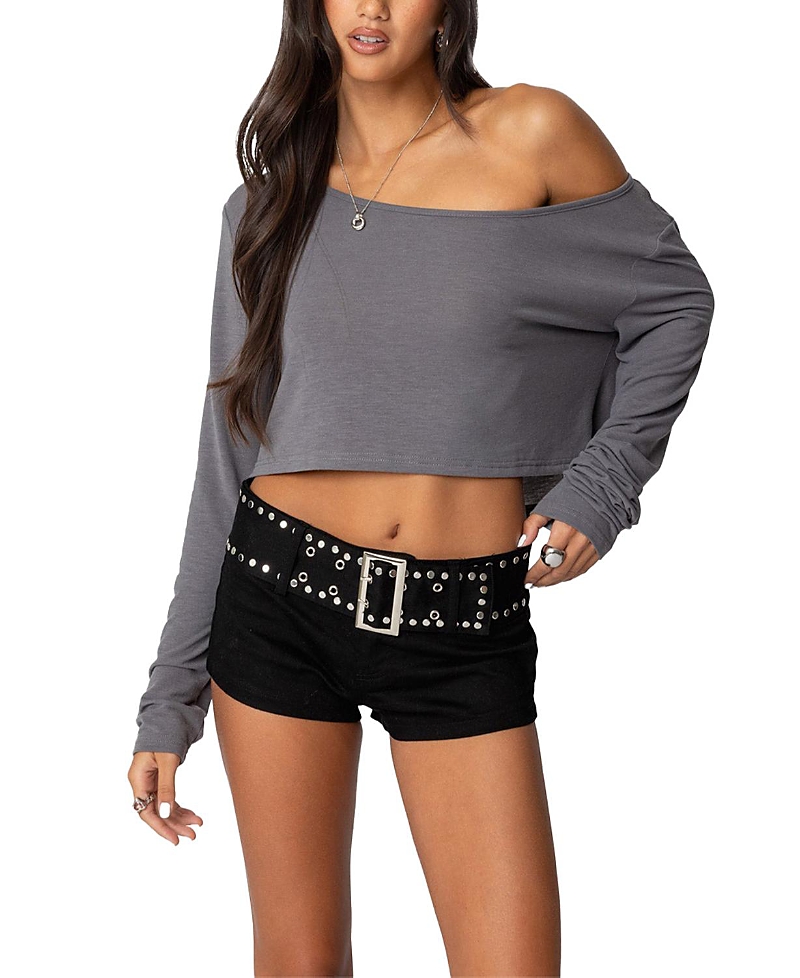 EDIKTED CROPPED OFF SHOULDER TOP