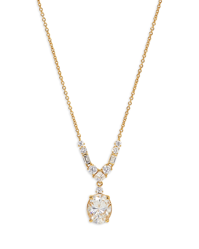 NADRI CUBIC ZIRCONIA PENDANT NECKLACE IN 18K GOLD PLATED, 16-18