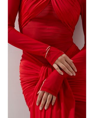 Cubic Zirconia Bypass Bangle Bracelet in 18K Gold Plated 