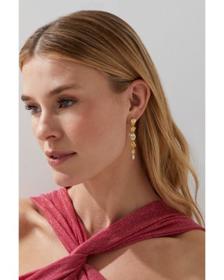 Palm Springs Yellow Mixed Cut Stone Linear Drop Earrings