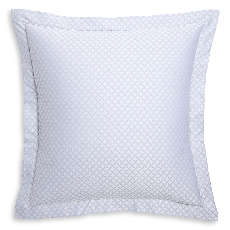 Amalia Home Collection Luso Silk Blend Sham, Euro In White/silver