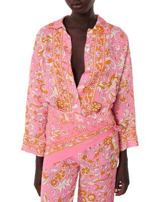 Maje - Patterned Flowing Linen Shirt