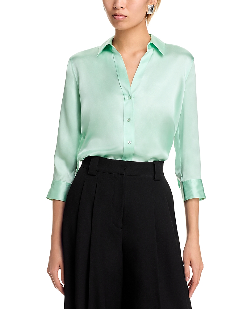 L'agence Dani Silk Blouse In Pale Jade