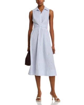 Shanaya Front Wrap Poplin Striped Dress