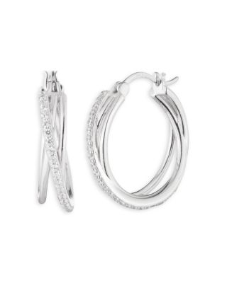 Ralph Lauren - Pav&eacute; Crisscross Hoop Earrings in Sterling Silver