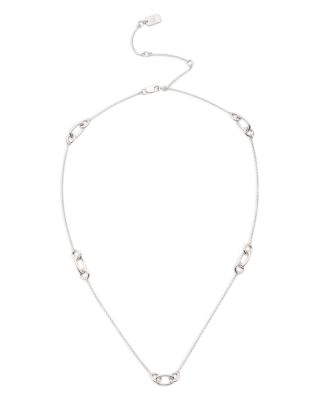 Link Station Collar Necklace in Sterling Silver, 16"-19"