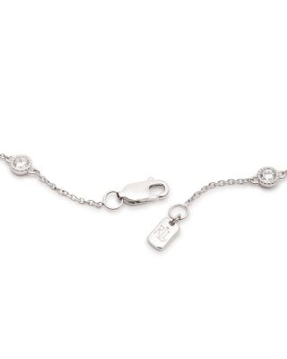 Cubic Zirconia Station Link Bracelet in Sterling Silver