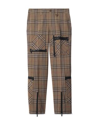 Check Silk Blend Cargo Trousers