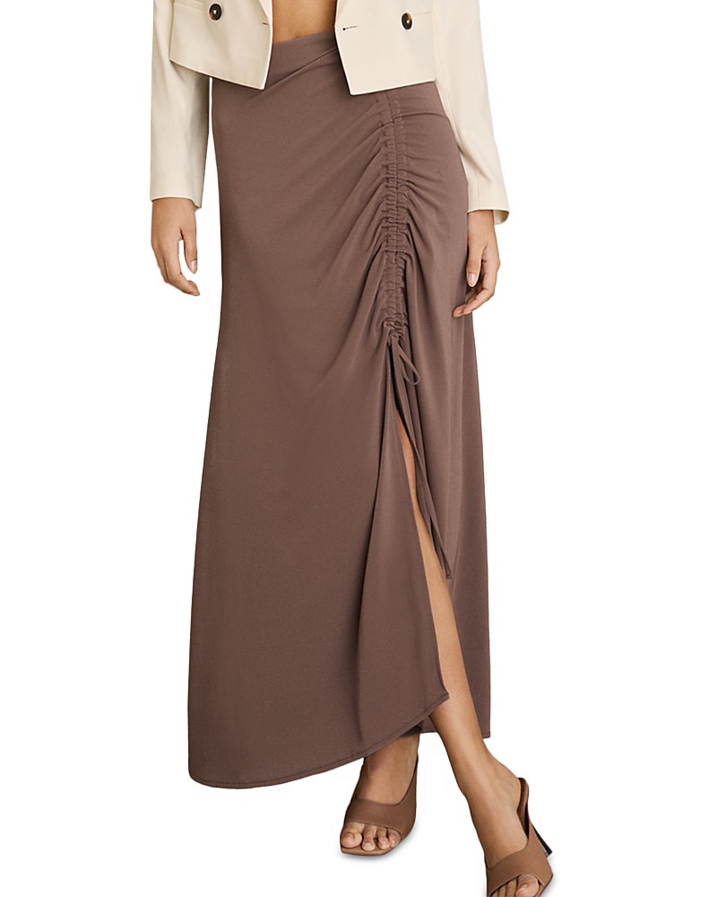 REISS AURELIE RUCHED MIDI SKIRT