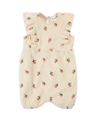 Miles The Label - Girls' Orange Print French Terry Romper - Baby
