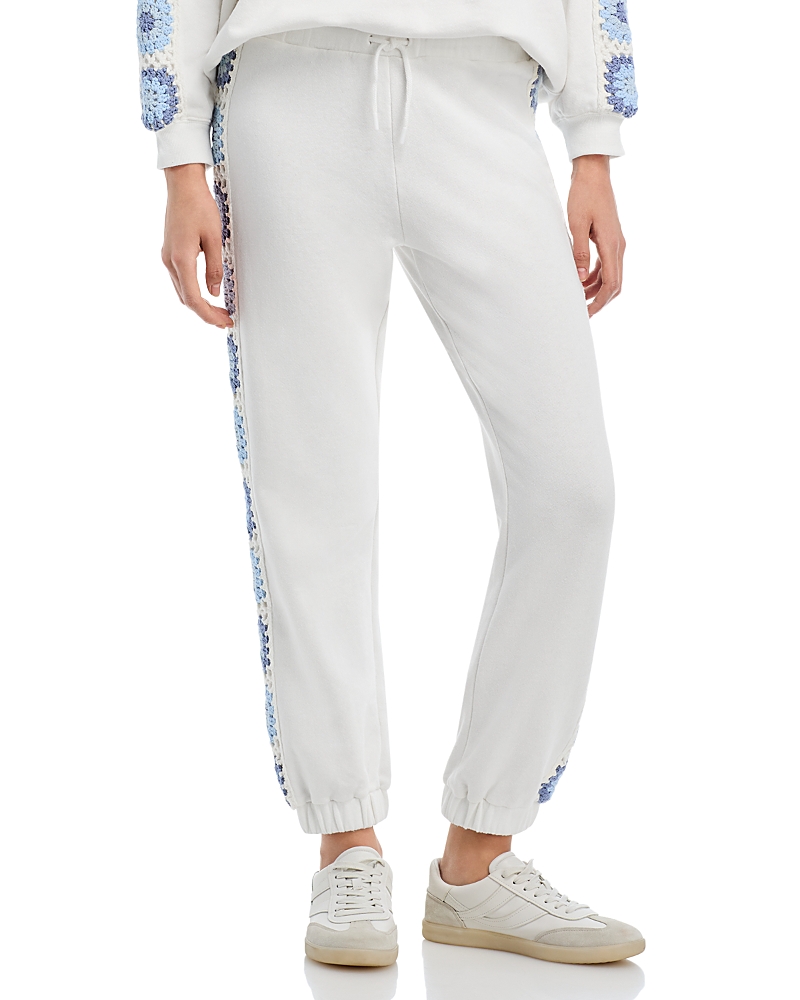 Vintage Havana Crochet Trim Jogger Pants In White