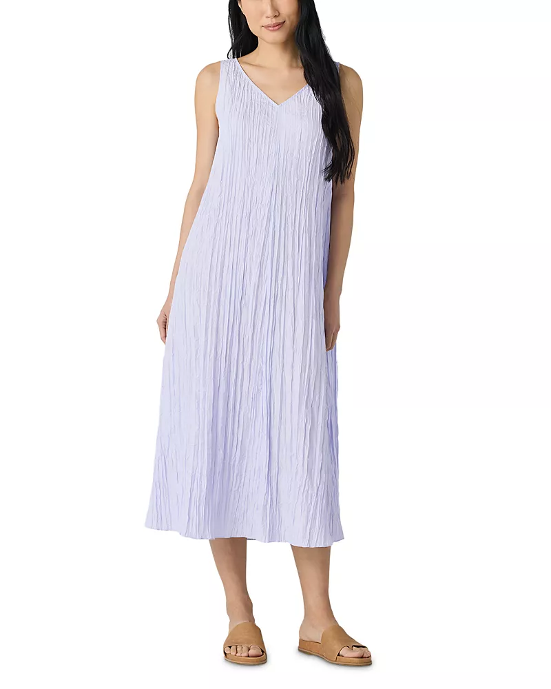 Eileen Fisher Crushed Silk Midi Dress