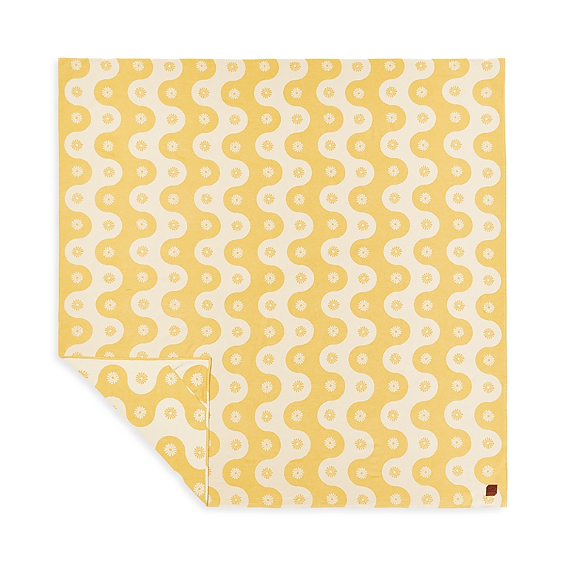 Slowtide Botanical Waves Blanket In Yellow