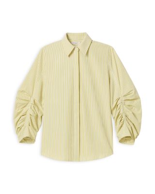 Ruched Sleeve Button Up Shirt