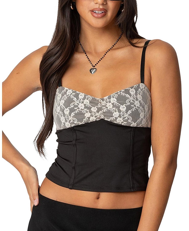 EDIKTED JAXON LACEY LAYERED TANK TOP