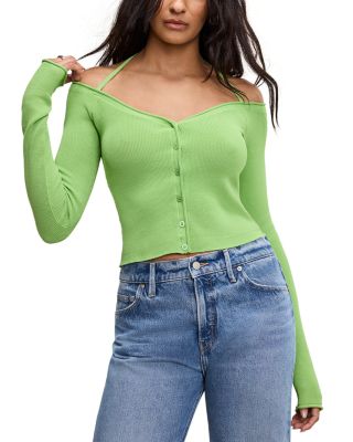 Stretch Rib Knit Off Shoulder Top